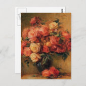 つぼの静物画のルノアールのバラ ポストカード (正面/裏面)