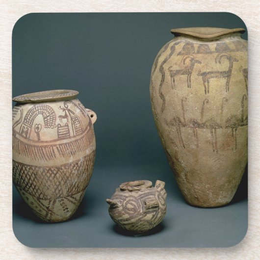 つぼは動物のさまざまなフリーズによって飾りました コースター (正面)