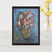 つぼ-元の芸術の挨拶状の羽 カード (黄色い花)