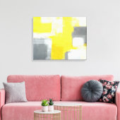 「つまずいた」グレーと黄色の抽象芸術アート キャンバスプリント (インサイチュ (リビング))