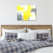 「つまずいた」グレーと黄色の抽象芸術アート キャンバスプリント (インサイチュ (寝室))