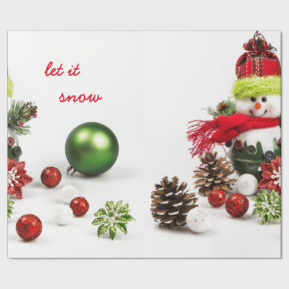 つまらないものおよびマツ円錐形の包装紙が付いている雪だるま ラッピングペーパー