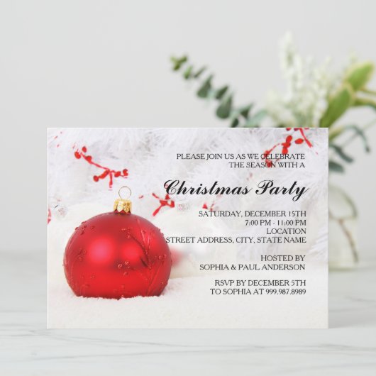 つまらないもののChrismasの赤いパーティの招待状 招待状 (スタンド正面)