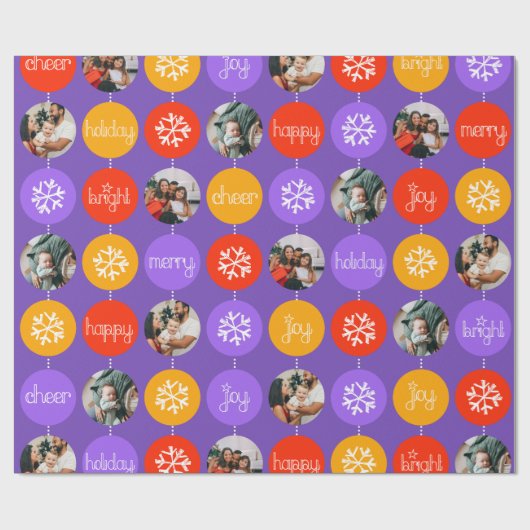 つまらないもの紫色のオレンジパターンクリスマスの写真 ラッピングペーパー (フラット)