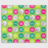 つまらないもの緑パターンクリスマスの家族写真 ラッピングペーパー (フラット)