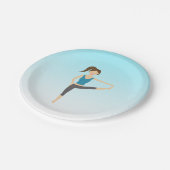 つま先のポーズに手を伸ばしたヨガガール ペーパープレート (アングル)