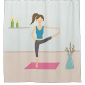 つま先のポーズに手を伸ばして可愛いヨガガガール シャワーカーテン (正面)