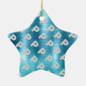 つや消しアクアシルバーレターP セラミックオーナメント (正面)