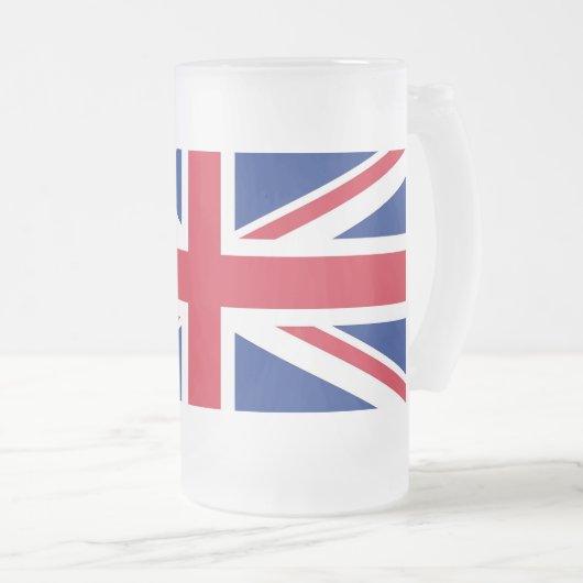 つや消しガラスのマグと王国の統一された国旗 フロストグラスビールジョッキ (正面右)