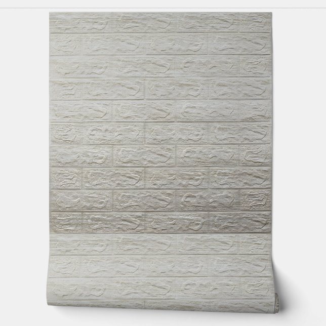 つや消しクリームレンガ3D壁紙 壁紙 (ほどく)