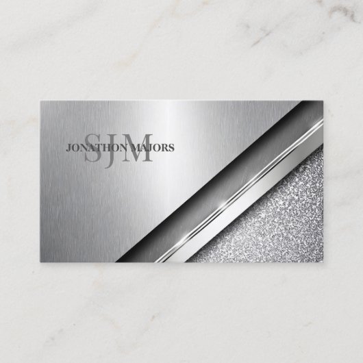 つや消しクローム&ストーンモノグラムID1042 名刺 (正面)