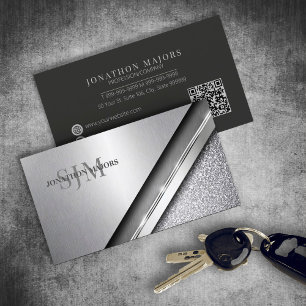 つや消しクローム&ストーンモノグラムID1042 名刺