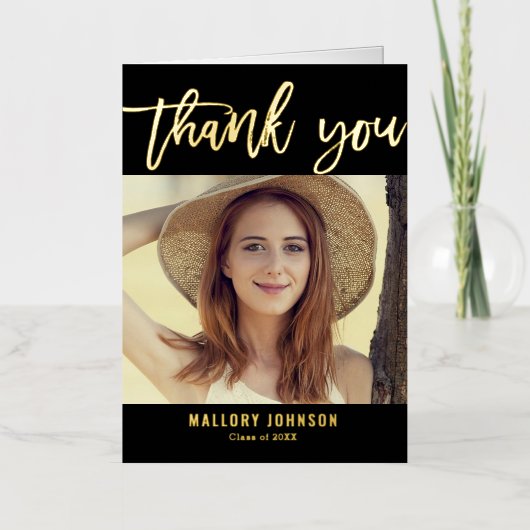 つや消しグライマー箔卒業サンキューカード 箔グリーティングカード (正面)