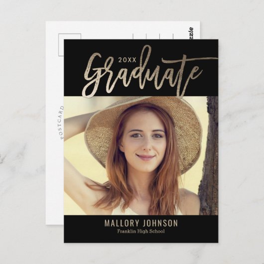 つや消しグライマー編集可能カラー卒業はがき ポストカード (正面/裏面)