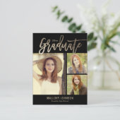 つや消しグライマー編集可能カラー卒業はがき ポストカード (スタンド正面)