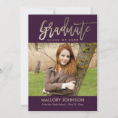 つや消しグライマー編集可能カラー卒業カード 招待状 (正面)