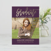 つや消しグライマー編集可能カラー卒業カード 招待状 (スタンド正面)