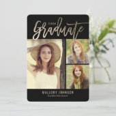 つや消しグライマー編集可能カラー卒業カード 招待状 (スタンド正面)