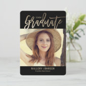 つや消しグライマー編集可能カラー卒業カード 招待状 (スタンド正面)