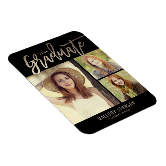 つや消しグライマー編集可能カラー卒業マグネット マグネット (右側)