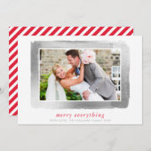 つや消しシルバーモダンフレームシンプル写真ミニマル シーズンカード (正面/裏面)