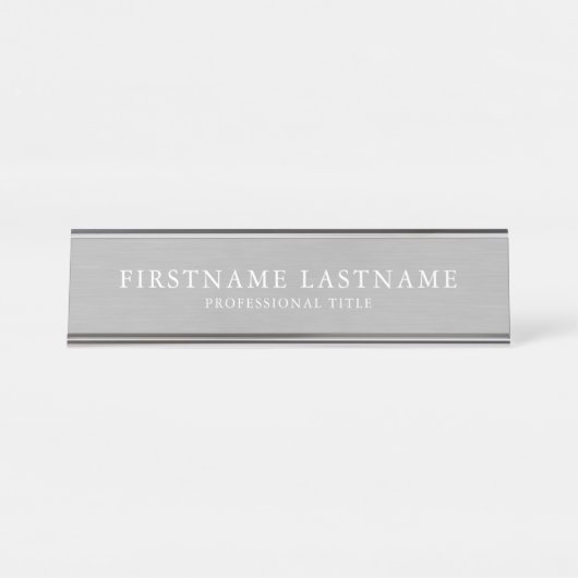 つや消しシルバー伝統的の名前タイトル デスクネームプレート (正面)
