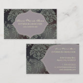 つや消しスチールダマスク、薄紫アクセント 名刺 (正面/裏面)