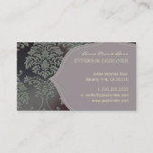 つや消しスチールダマスク、薄紫アクセント 名刺 (裏面)