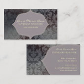 つや消しスチールダマスク、薄紫アクセント 名刺 (正面/裏面)