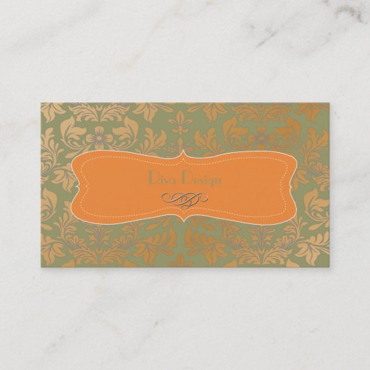 つや消しスチールバロック風ダマスク 名刺 (正面)