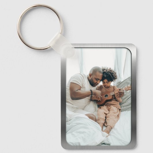 つや消しスチールフォトフレーム – 父の日 キーホルダー (正面)