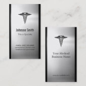 つや消しステンレス鋼メタル – 医療記号 名刺 (正面/裏面)