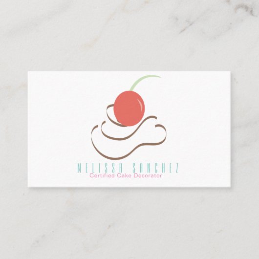 つや消しスワールベーカリーデコレータチョコレートカップケーキ 名刺 (正面)
