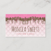 つや消しドリップおもしろいスクリプトケーキとスイーツベーカリー 名刺 (正面)