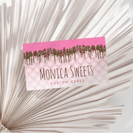 つや消しドリップおもしろいスクリプトケーキとスイーツベーカリー 名刺