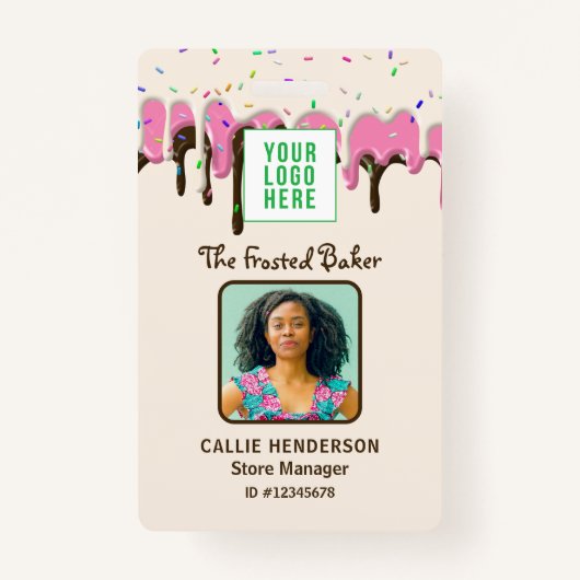 つや消しベーカリーロゴビジネス社員 バッジ (正面)