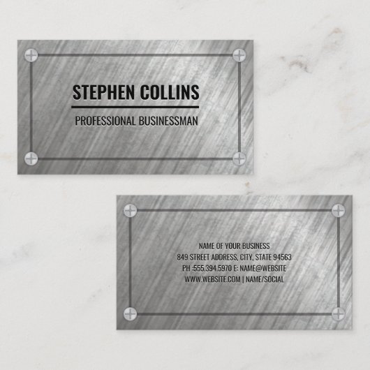 つや消しメタルとネジ 名刺 (正面/裏面)