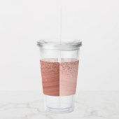 つや消しメタルバラ金ゴールドピンクグリッターモノグラム アクリルタンブラー (右)