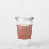 つや消しメタルバラ金ゴールドピンクグリッターモノグラム アクリルタンブラー (左)