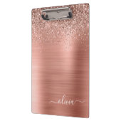 つや消しメタルバラ金ゴールドピンクグリッターモノグラム クリップボード (左)