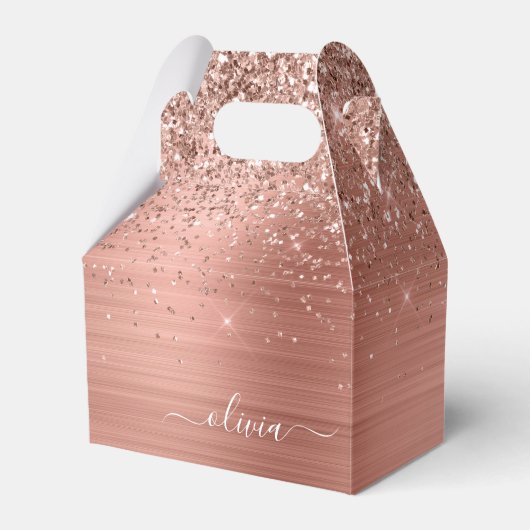 つや消しメタルバラ金ゴールドピンクグリッターモノグラム フェイバーボックス (正面サイド)