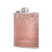 つや消しメタルバラ金ゴールドピンクグリッターモノグラム フラスク (左)