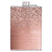 つや消しメタルバラ金ゴールドピンクグリッターモノグラム フラスク (裏面)