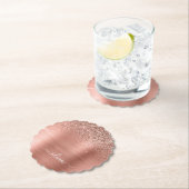 つや消しメタルバラ金ゴールドピンクグリッターモノグラム ペーパーコースター (インサイチュ)