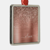 つや消しメタルバラ金ゴールドピンクグリッターモノグラム メタルオーナメント (右)