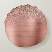 つや消しメタルバラ金ゴールドピンクグリッターモノグラム ラウンドクッション (裏面)