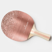 つや消しメタルバラ金ゴールドピンクグリッターモノグラム 卓球ラケット (横)