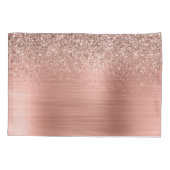 つや消しメタルバラ金ゴールドピンクグリッターモノグラム 枕カバー (裏面)