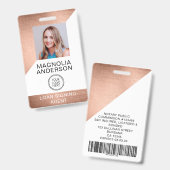 つや消しメタル従業員フォトロゴバーコード名 バッジ (表裏)