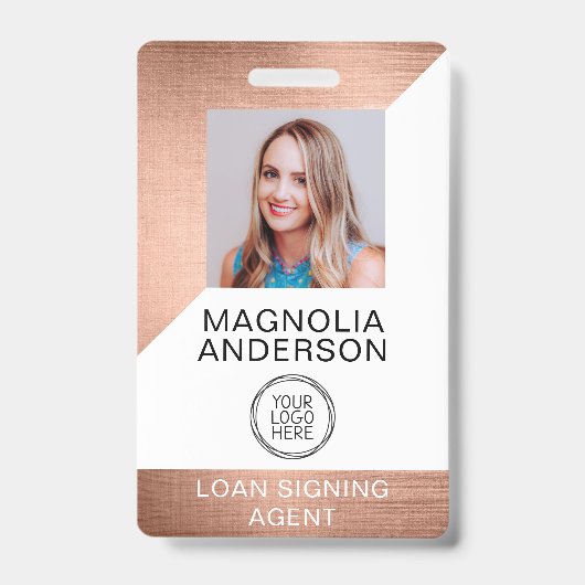 つや消しメタル従業員フォトロゴバーコード名 バッジ (表面)